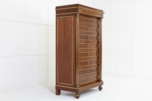 19TH CENTURY FRENCH MAHOGANY TALL CHEST - ADDITIONAL PHOTO 1