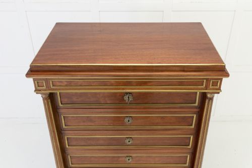 19TH CENTURY FRENCH MAHOGANY TALL CHEST - ADDITIONAL PHOTO 4