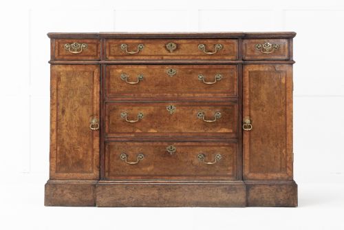 george iii burr oak break front side cabinet - CATEGORY: ANTIQUE SIDEBOARDS - DATED GEORGIAN
