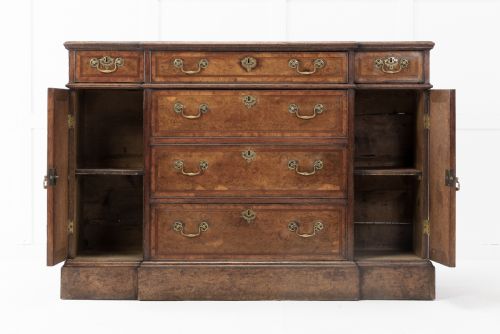 GEORGE III BURR OAK BREAK FRONT SIDE CABINET - ADDITIONAL PHOTO 5