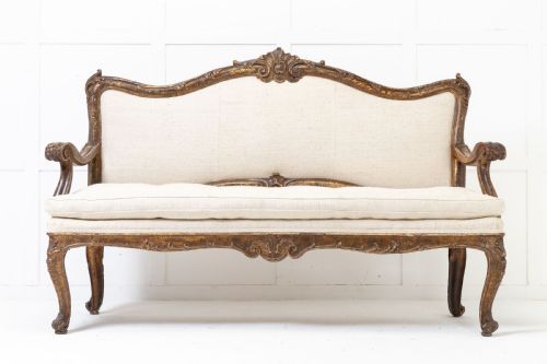 18th century italian carved and gilded sofa - CATEGORY: ANTIQUE SOFAS - DATED 18TH CENTURY
