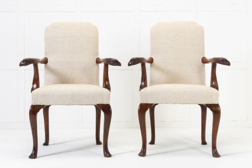 PAIR OF 1930S ENGLISH WALNUT CHAIRS - ADDITIONAL PHOTO 1