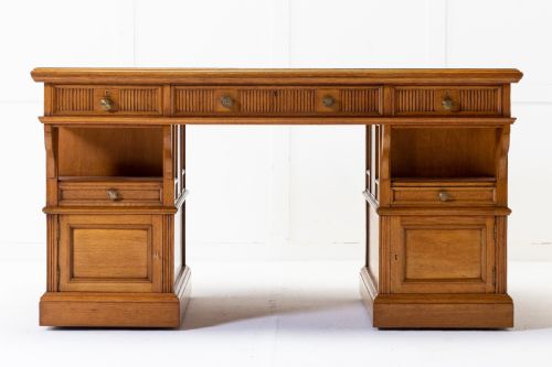 19th century english oak partners desk george bartholomew co - CATEGORY: ANTIQUE DESKS - DATED 19TH CENTURY