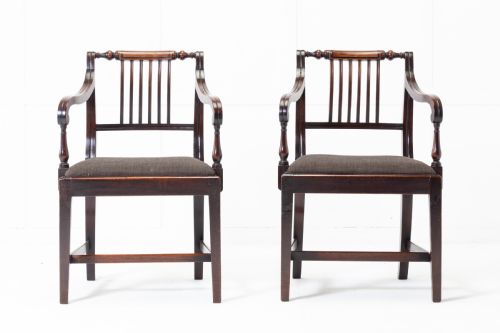 pair of george iii regency mahogany elbow chairs - CATEGORY: ANTIQUE CHAIRS - DATED REGENCY