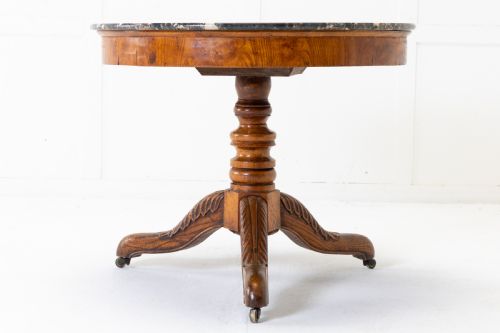 19th century guridon with marble top - CATEGORY: ANTIQUE TABLES - DATED 19TH CENTURY