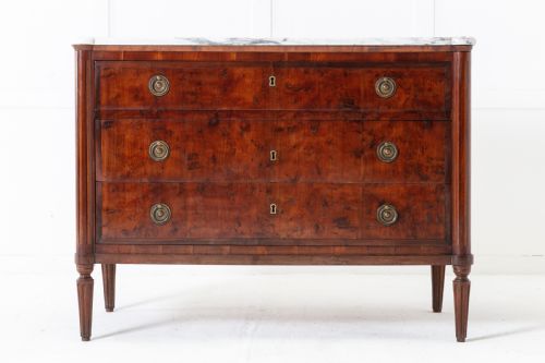 19th century yew secretaire commode with marble top - CATEGORY: ANTIQUE CHEST OF DRAWERS - DATED 19TH CENTURY