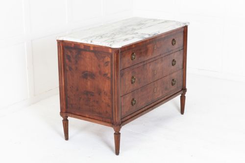 19TH CENTURY YEW SECRETAIRE COMMODE WITH MARBLE TOP - ADDITIONAL PHOTO 1