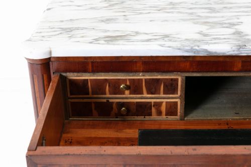 19TH CENTURY YEW SECRETAIRE COMMODE WITH MARBLE TOP - ADDITIONAL PHOTO 3