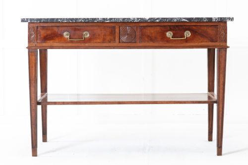 18TH CENTURY FRENCH MAHOGANY SERVING TABLE WITH MARBLE TOP - ADDITIONAL PHOTO 1
