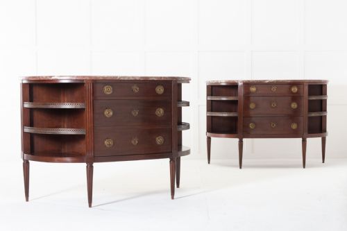 pair of 19th century french mahogany demi lune side cabinets - CATEGORY: ANTIQUE CABINETS - DATED 19TH CENTURY