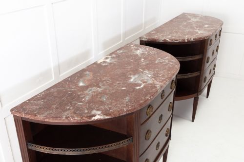 PAIR OF 19TH CENTURY FRENCH MAHOGANY DEMI LUNE SIDE CABINETS - ADDITIONAL PHOTO 2