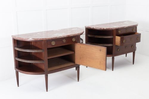 PAIR OF 19TH CENTURY FRENCH MAHOGANY DEMI LUNE SIDE CABINETS - ADDITIONAL PHOTO 7