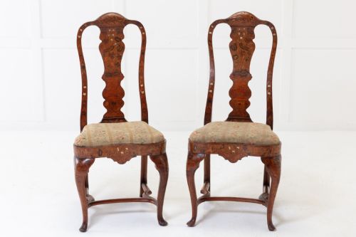 pair of 18th century dutch marquetry side chairs - CATEGORY: ANTIQUE CHAIRS - DATED 18TH CENTURY