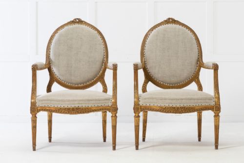SET OF FOUR 1920S FRENCH GILT CARVED WOOD ARMCHAIRS - ADDITIONAL PHOTO 7