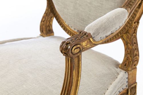 SET OF FOUR 1920S FRENCH GILT CARVED WOOD ARMCHAIRS - ADDITIONAL PHOTO 14