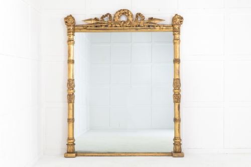 monumental scale regency carved giltwood mirror - CATEGORY: ANTIQUE MIRRORS - DATED REGENCY