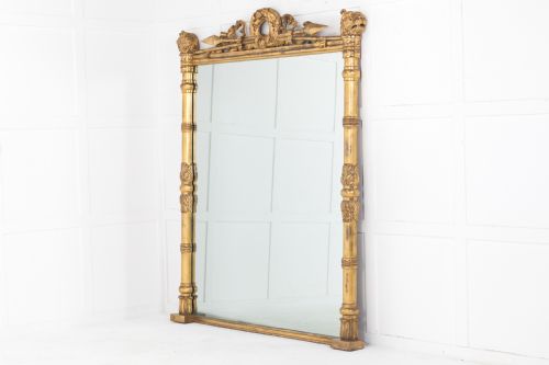 MONUMENTAL SCALE REGENCY CARVED GILTWOOD MIRROR - ADDITIONAL PHOTO 4