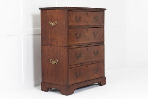 EARLY 19TH CENTURY ENGLISH TEAK MILITARY CAMPAIGN CHEST - ADDITIONAL PHOTO 1