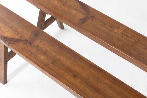 PAIR OF 19TH CENTURY FRENCH WALNUT BENCHES - ADDITIONAL PHOTO 1