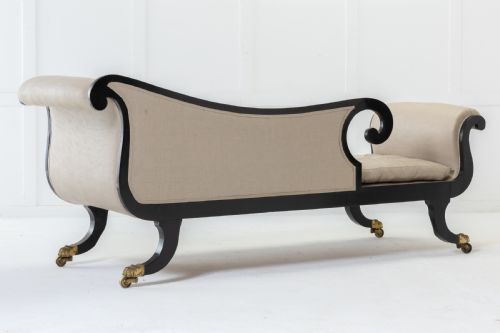 19TH CENTURY EBONISED CHAISE LONGUE - ADDITIONAL PHOTO 7