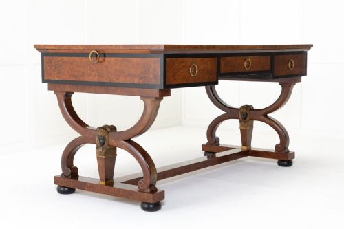 19th century walnut and mahogany bureau plat by mercier frres - CATEGORY: ANTIQUE DESKS - DATED 19TH CENTURY