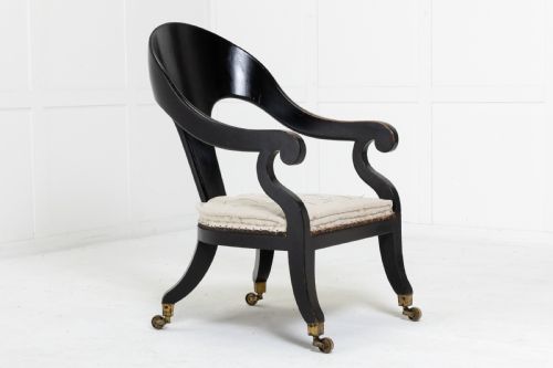 19th century regency ebonised armchair - CATEGORY: ANTIQUE CHAIRS - DATED REGENCY