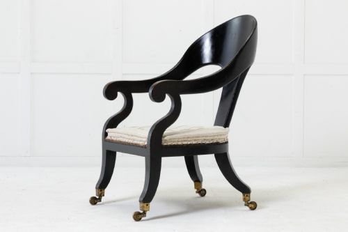 19TH CENTURY REGENCY EBONISED ARMCHAIR - ADDITIONAL PHOTO 3