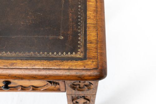 19TH CENTURY REGENCY OAK GOTHIC DESK WITH LEATHER TOP - ADDITIONAL PHOTO 4