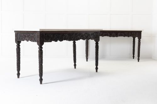 LARGE PAIR OF IMPORTANT EARLY 19TH CENTURY CHINESE HARDWOOD MARBLE TOP CONSOLE TABLES - ADDITIONAL PHOTO 7
