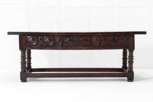 17th century spanish provincial carved walnut side table - CATEGORY: ANTIQUE TABLES - DATED 17TH CENTURY