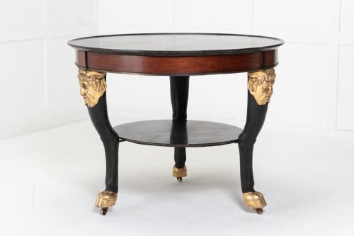 early 19th century tripod table with black marble top - CATEGORY: ANTIQUE TABLES - DATED 19TH CENTURY