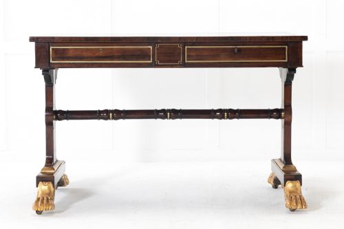 ENGLISH REGENCY BRASS INLAID LIBRARY TABLE - ADDITIONAL PHOTO 2
