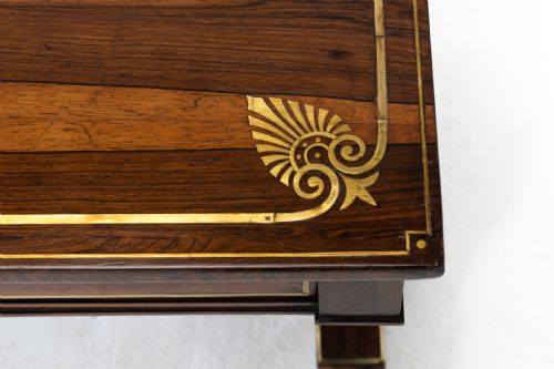 ENGLISH REGENCY BRASS INLAID LIBRARY TABLE - ADDITIONAL PHOTO 3