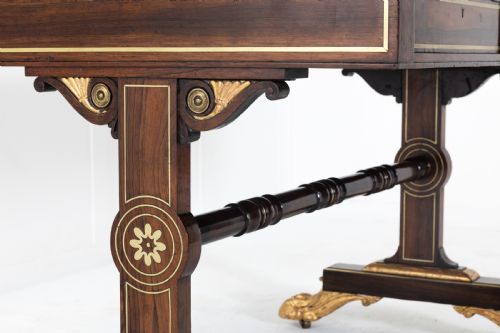 ENGLISH REGENCY BRASS INLAID LIBRARY TABLE - ADDITIONAL PHOTO 5