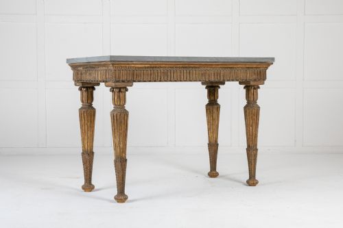 18th century italian gilded console table with marble top - CATEGORY: ANTIQUE TABLES - DATED 18TH CENTURY