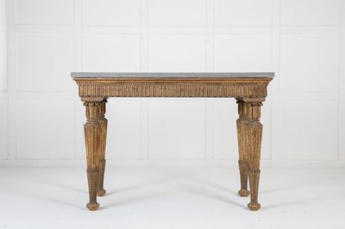 18TH CENTURY ITALIAN GILDED CONSOLE TABLE WITH MARBLE TOP - ADDITIONAL PHOTO 1