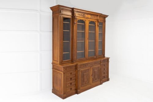19TH CENTURY FRENCH OAK BREAKFRONT BOOKCASECABINET - ADDITIONAL PHOTO 3