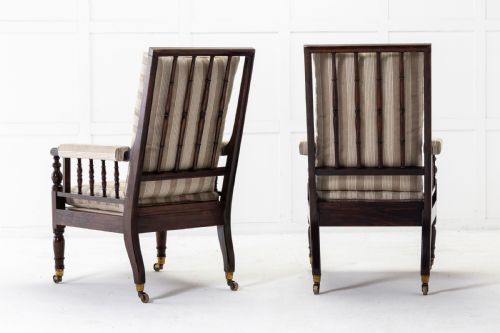 PAIR OF LARGE 19TH CENTURY ENGLISH SIMULATED ROSEWOOD ARMCHAIRS - ADDITIONAL PHOTO 3