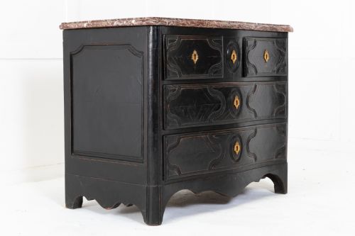 18TH CENTURY FRENCH EBONISED COMMODE WITH MARBLE TOP - ADDITIONAL PHOTO 1