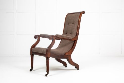 19th century english regency rosewood armchair - CATEGORY: ANTIQUE CHAIRS - DATED 19TH CENTURY