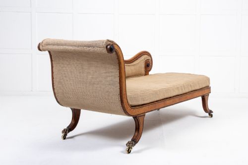 19TH CENTURY ENGLISH OAK AND EBONISED INLAY CHAISE LONGUE - ADDITIONAL PHOTO 1