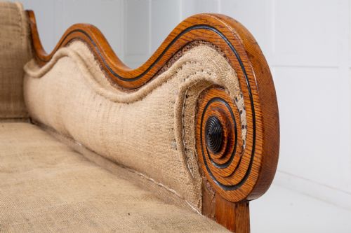 19TH CENTURY ENGLISH OAK AND EBONISED INLAY CHAISE LONGUE - ADDITIONAL PHOTO 6