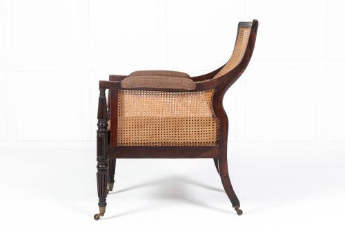 19TH CENTURY ENGLISH REGENCY MAHOGANY BERGRE LIBRARY CHAIR - ADDITIONAL PHOTO 2