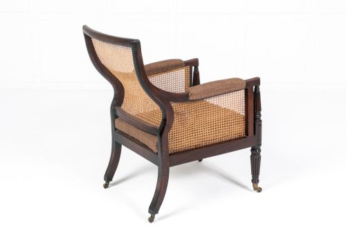19TH CENTURY ENGLISH REGENCY MAHOGANY BERGRE LIBRARY CHAIR - ADDITIONAL PHOTO 5