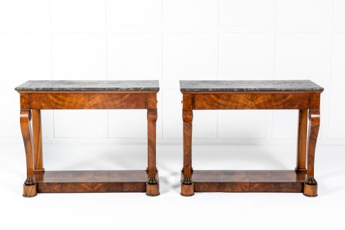 PAIR OF 19TH CENTURY FRENCH WALNUT CONSOLE TABLES - ADDITIONAL PHOTO 1