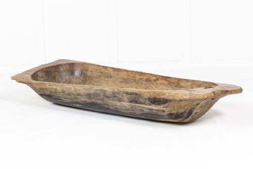 large 19th century decorative wooden dough bowl - CATEGORY: ANTIQUE MISCELLANEOUS - DATED 19TH CENTURY
