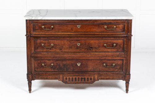 18TH CENTURY FRENCH WALNUT COMMODE WITH MARBLE TOP - ADDITIONAL PHOTO 1