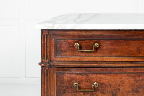 18TH CENTURY FRENCH WALNUT COMMODE WITH MARBLE TOP - ADDITIONAL PHOTO 3
