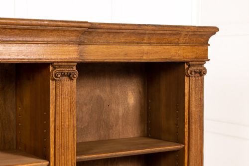 LARGE 19TH CENTURY OAK COUNTRY HOUSE OPEN BOOKCASE - ADDITIONAL PHOTO 1