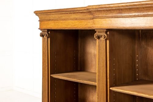 LARGE 19TH CENTURY OAK COUNTRY HOUSE OPEN BOOKCASE - ADDITIONAL PHOTO 3